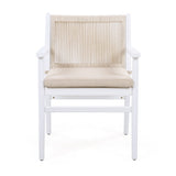 Outdoor Dining Chairs Set of 2, Acacia Wood Patio Armchair with Rope Design Back and Water Repellent N779P224995W