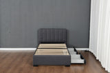 Twin Size Platform Bed Frame with 2 Storage Drawers and Headboard with USB, Linen Fabric Simple W1670P255482