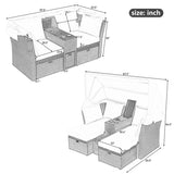 ZUN 2-Seater Outdoor Patio Daybed Outdoor Double Daybed Outdoor Loveseat Sofa Set with Foldable Awning 97443027