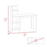 ZUN White and Pine 4-Shelf Writing Desk B06280450