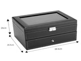 Watch Box 20 Mens Case Glass Top Display Organizer Lockable Black 38015822