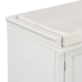 ZUN TREXM Storage Bench with 2 Drawers and 2 Cabinets, Shoe Bench with Removable Cushion for Living WF288172AAK