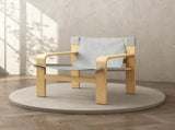 Detachable and washable Oak Accent Chair Wide Armrest Mid-Century Lounge Chair Linen Fabric Armchair W2336P251804