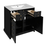 30'' Bathroom Vanity with Ceramic Sink Combo, Solid Wood Frame Bathroom Storage Cabinet, N710P276724B