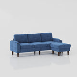 Convertible Combination Sofa Sofa L-Shaped Sofa with Storage Cabinet Footstool, Living Room Navy W2012126503
