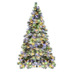 ZUN 7.5FT Pre-Lit Spruce Snow Flocked Christmas Tree with Pine Cones, Artificial Xmas Tree with 745 N704P198471A