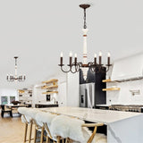 Retro white and Rust Color Chandelier With Light Fixture 6 Light Pendant Light W1592P233588