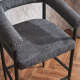 Modern Upholstered Bar Stools Set of 2, Boucle Fabric Counter Height Chairs with Metal Frame & W1901P264275