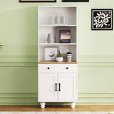 ON-TREND Farmhouse Storage with 4 Solid Wood Gourd-Shaped Legs, Modern Kitchen Pantry N721P205790K