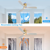 ZUN 52 Inch Wooden Ceiling Fan With 3 Solid Wood Blades Remote Control Reversible DC Motor Without Light W882P235363