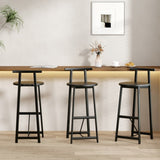 27''H Barstool Set of 3 Wooden Round Bar Stools with Footrest Modern Kitchen Chairs for Counter W1757P265184