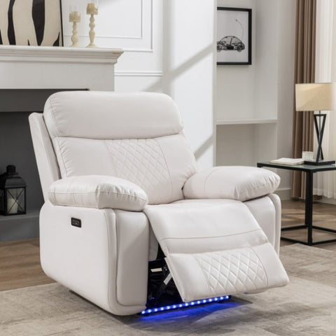 ZUN Power recliner with LED Strip WHITE color W1805106084