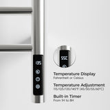 Brushed Nickel Heated Towel Rack for Bathroom,Wall Mounted with Intelligent Touch Screen Timer, 99313636