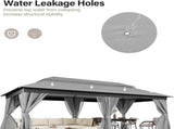 Patio Gazebo 10'x20', Outdoor Heavy Duty Party Tent Shelter With Double Roofs, Mosquito Nettings And 57887178