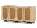 Natural PE Rattan Large Buffet Sideboard , 4-Door Design with Removable Adjustable Shelves 82926785