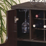 ZUN Wine Cabinet Red Cocoa with Two Doors Removeable Wine Bottle Rack Metal Wine Glass Racks Four B107P222502