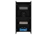 Armoire, 2 Doors, 4 Shelves, Walnut / Black Wengue B097P369451