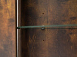 Corner Bar Cabinet with LED Lights and Mirrored Backing, Modern Rustic Liquor Cabinet with Glass N752P508295D