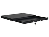19" 1U Steel Plate DJ Drawer Equipment Cabinet with Keys Black 29080641