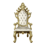 ZUN ACME Desiderius Arm Chair , Beige Fabric, Antique Gold & Hand Paint Brown DN60002