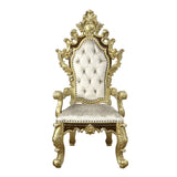 ZUN ACME Desiderius Arm Chair , Beige Fabric, Antique Gold & Hand Paint Brown DN60002