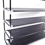 Simple Assembly 5 Tiers Non-woven Fabric Shoe Rack with Handle Black 56072092