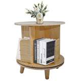 1-Layer Rotating Bookcase 360 Rotating Display Rack Pine Wood Rotating Bookshelf 94148618