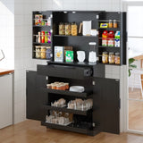 72"H Kitchen Pantry Cabinet with 3 Keyboard Drawers, Freestanding Bathroom Cabinet with 6 Door W2917P294985