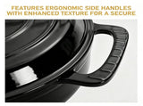 Cast iron 7.5QT cooking pot - Pure black - includes two silicone gloves - Enamel pot 77846550