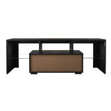 Black TV Stand with LED RGB Lights,Flat Screen TV Cabinet, Gaming Consoles - in Lounge, Living W33115870