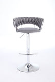 Set of 2 Bar Stools,with Chrome Footrest and Base Swivel Height Adjustable Mechanical Lifting Velvet W1249P247730