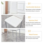 ZUN Grid armless high backrest dining chair, 4-piece set of silver metal legs white chair, office chair. W1151107273