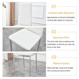 ZUN Grid armless high backrest dining chair, 4-piece set of silver metal legs white chair, office chair. W1151107273