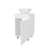 White Bathroom Vanity with Integrated Sink and Faucet B062P303928