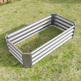 ZUN Metal Raised Garden Bed, Rectangle Raised Planter 4×2×1ft for Flowers Plants, Vegetables Herb Silver 12226437