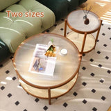 ZUN 2-Piece Modern Farmhouse Living Room Coffee Table Set, Stylish and Elegant Nesting Round Wooden 65738942