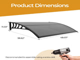 Awning for Door Entrance with Drainage Sink, 40x48 Inch Window Canopy Exterior, UV Rain Snow 21091957