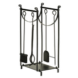 Firewood Rack with Fireplace Tools, Indoor Outdoor Firewood Holder, Flat Bottom with 2 Tiers for W2225142610