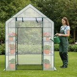 Mini Walk-in Greenhouse with PE Cover, 4-Shelf Indoor Outdoor Plant Gardening Green House for Garden 57670893