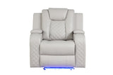 LED & Power Recliner Chair Made With Faux Leather in Ice 659436190283