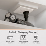 White Particleboard LED Mirror Cabinet , Acrylic Frame, Double Doors, 7 Shelves, with 47514646