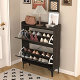 ZUN Shoe Cabinet with 2 Flip Drawers& Open Shelves,Modern Entryway Shoe Storage Cabinet, SlimNarrow W679P154753