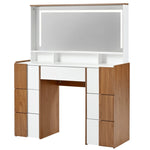 ZUN 44.4" Elegant Vanity Table with Large Lighted Mirror & Power Outlet, Dressing Table with 7 Drawers & N704P210492K