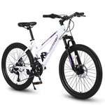 ZUN S24103 24 inch Mountain Bike for Teenagers Girls Women, Shimano 21 Speeds with Dual Disc Brakes and W1856107362