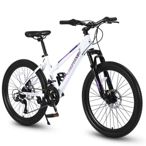 ZUN S24103 24 inch Mountain Bike for Teenagers Girls Women, Shimano 21 Speeds with Dual Disc Brakes and W709P179068