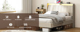 Twin Size Platform Bed Frame with Fabric Headboard and Wooden Slats Support, Fully W2889P272594