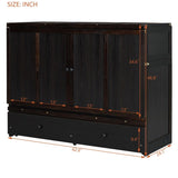 Queen Size Murphy Bed with USB Port and a Large Drawer, Espresso N708P205905P