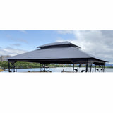 13x10 Ft Patio Double Roof Gazebo Replacement Canopy Top Fabric, Gray W41941992