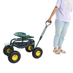 ZUN Garden trolley Rolling work chair with wheels, garden stool for planting, 360 degree swivel seat, W227P207221