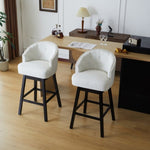 ZUN 33.25" Swivel Counter Stools Set of 2, Upholstered Counter Height Bar Stools with Solid Rubber Wood N780P185530B